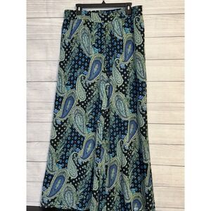 JM Collection Blue Paisley Boho Flare Pants – Women's Large NWT